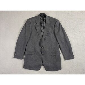 Brooks Brothers Suit Jacket 43 L Gray Lambswool Herringbone Luxury Sport Coat